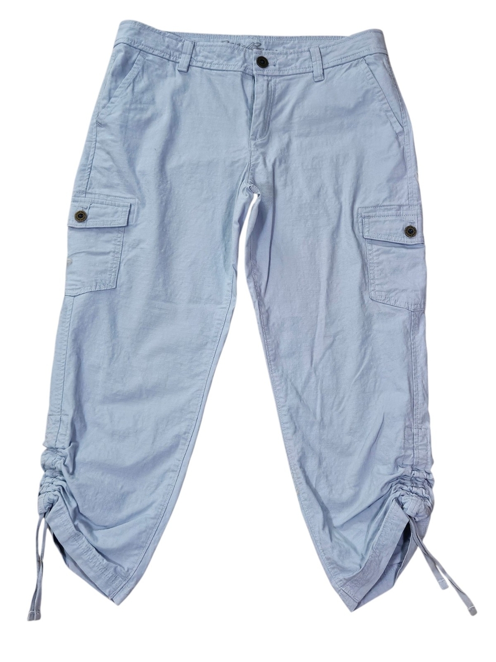 Eddie Bauer Light Blue Cargo Capri Pants with Drawstring Hem
